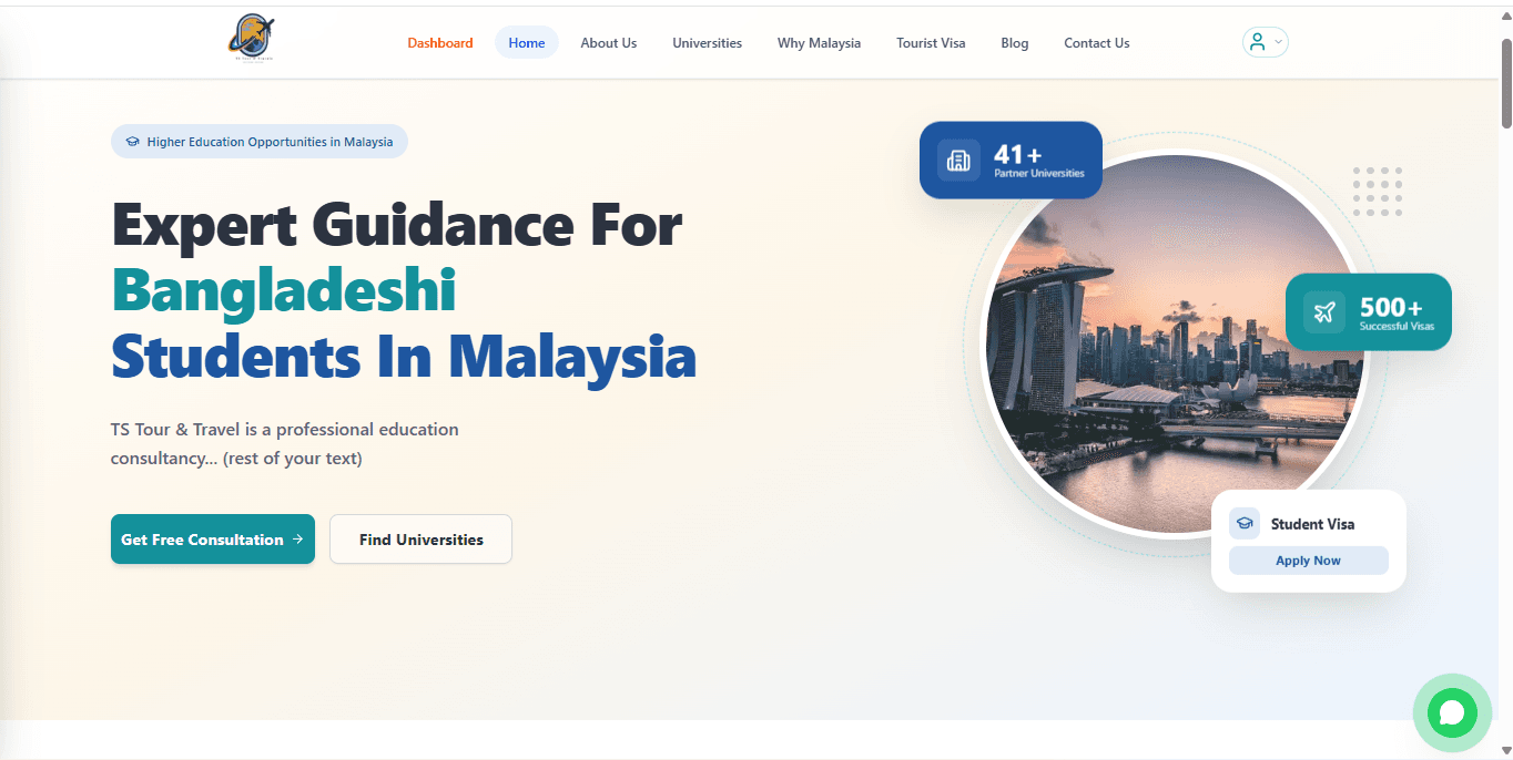 TS Tour and Travels - A full-stack tour guide and visa consultancy platf